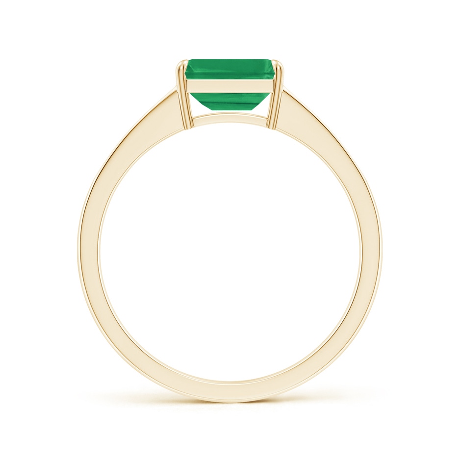 7x5mm A East West Emerald-Cut Emerald Solitaire Ring with Diamond Accents in Yellow Gold side-1