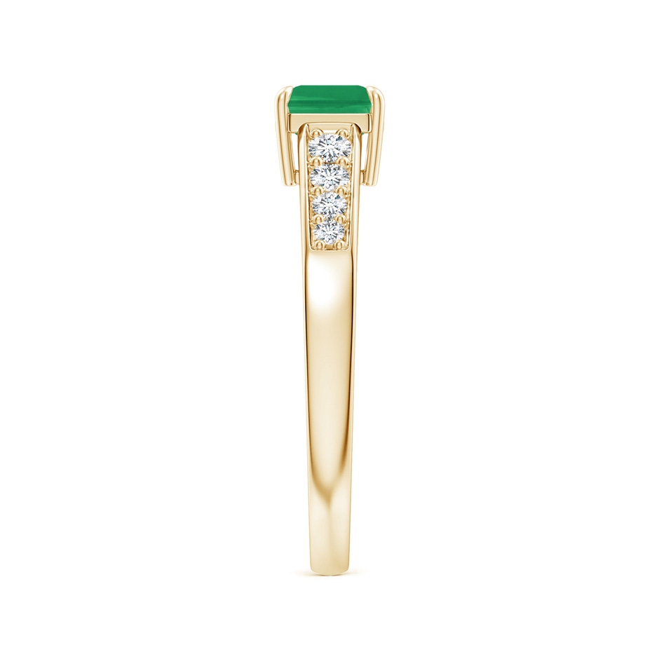 7x5mm A East West Emerald-Cut Emerald Solitaire Ring with Diamond Accents in Yellow Gold side-2