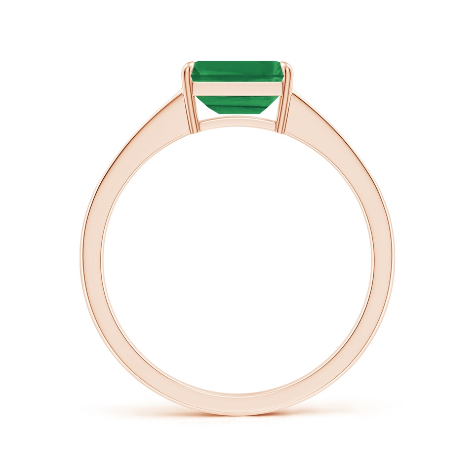 7x5mm AA East West Emerald-Cut Emerald Solitaire Ring with Diamond Accents in Rose Gold side-1