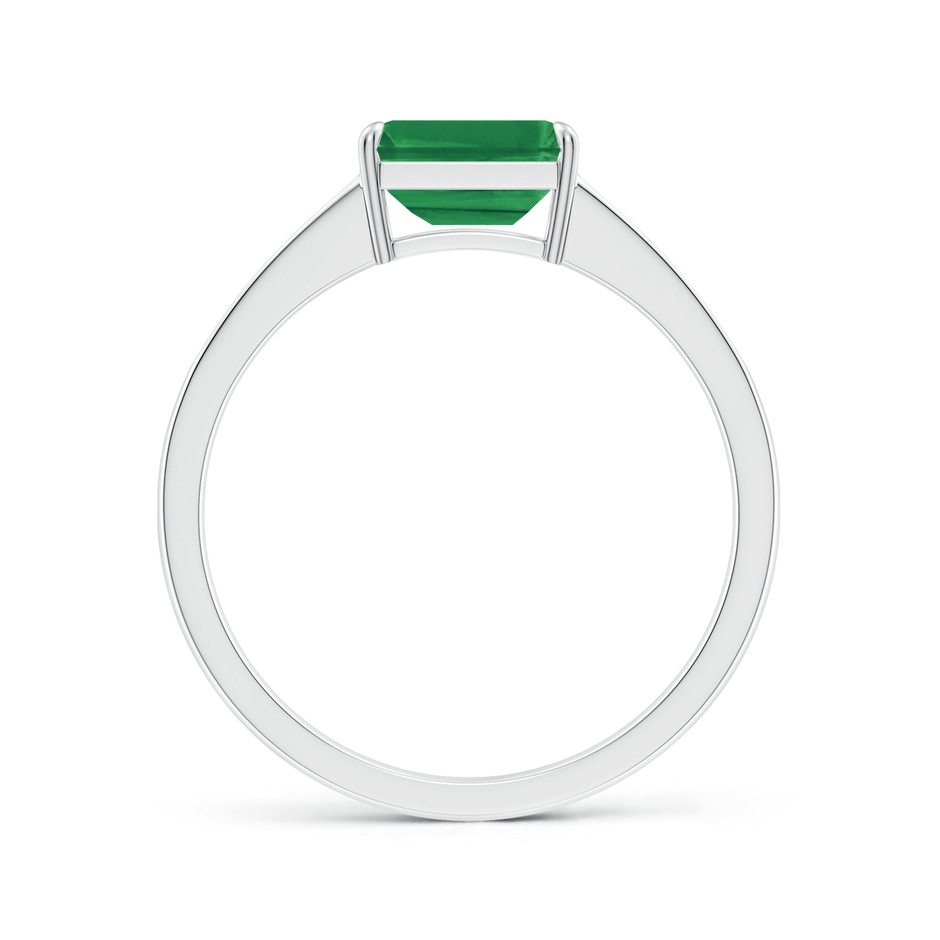 7x5mm AA East West Emerald-Cut Emerald Solitaire Ring with Diamond Accents in White Gold side-1