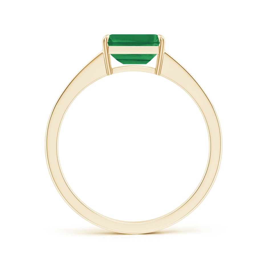 7x5mm AA East West Emerald-Cut Emerald Solitaire Ring with Diamond Accents in Yellow Gold side-1