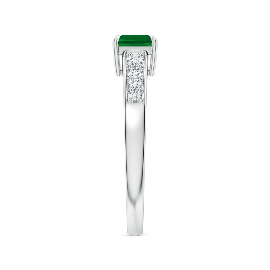 7x5mm Lab-Grown East West Emerald-Cut Emerald Solitaire Ring with Diamond Accents in P950 Platinum side-2