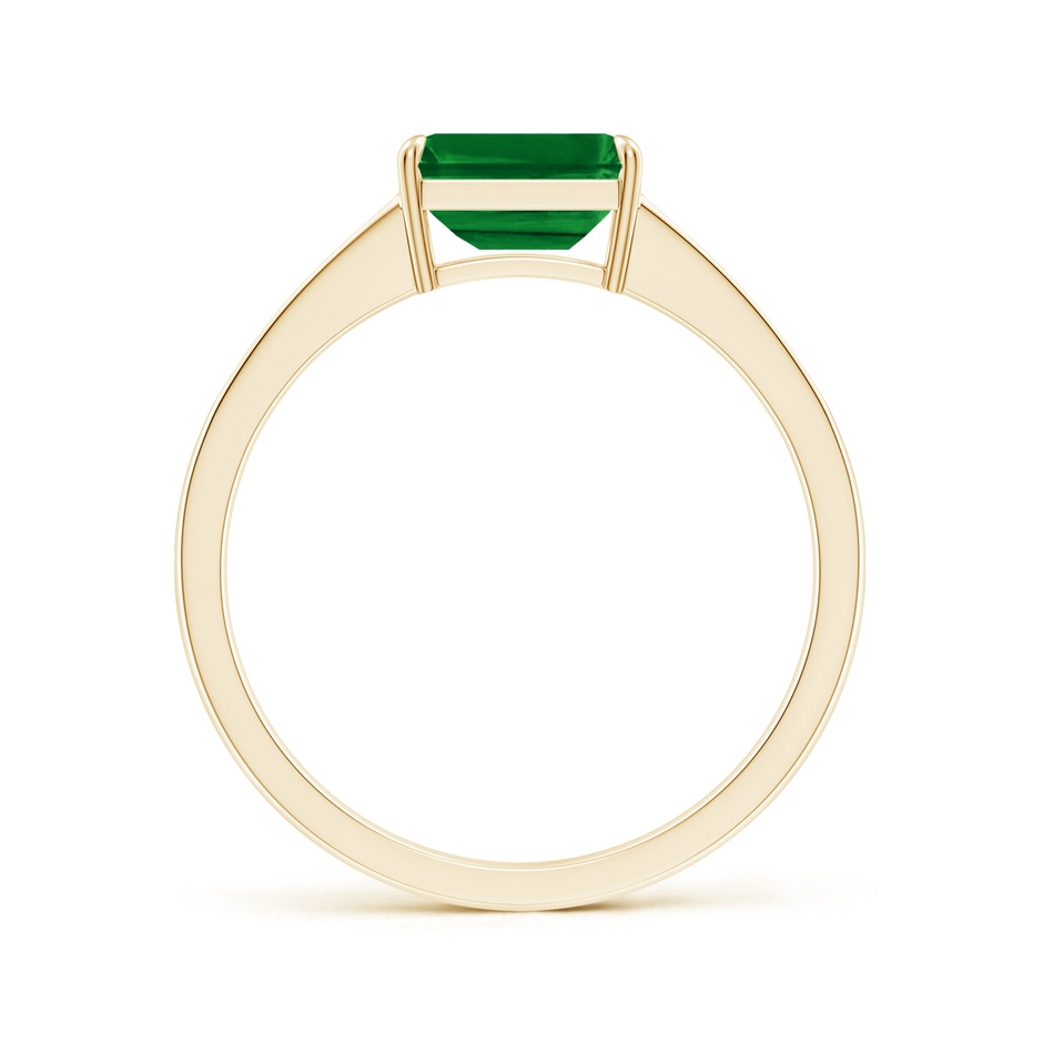 7x5mm Lab-Grown East West Emerald-Cut Emerald Solitaire Ring with Diamond Accents in Yellow Gold side-1