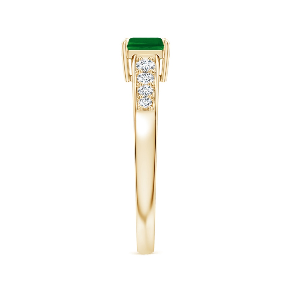 7x5mm Lab-Grown East West Emerald-Cut Emerald Solitaire Ring with Diamond Accents in Yellow Gold side-2