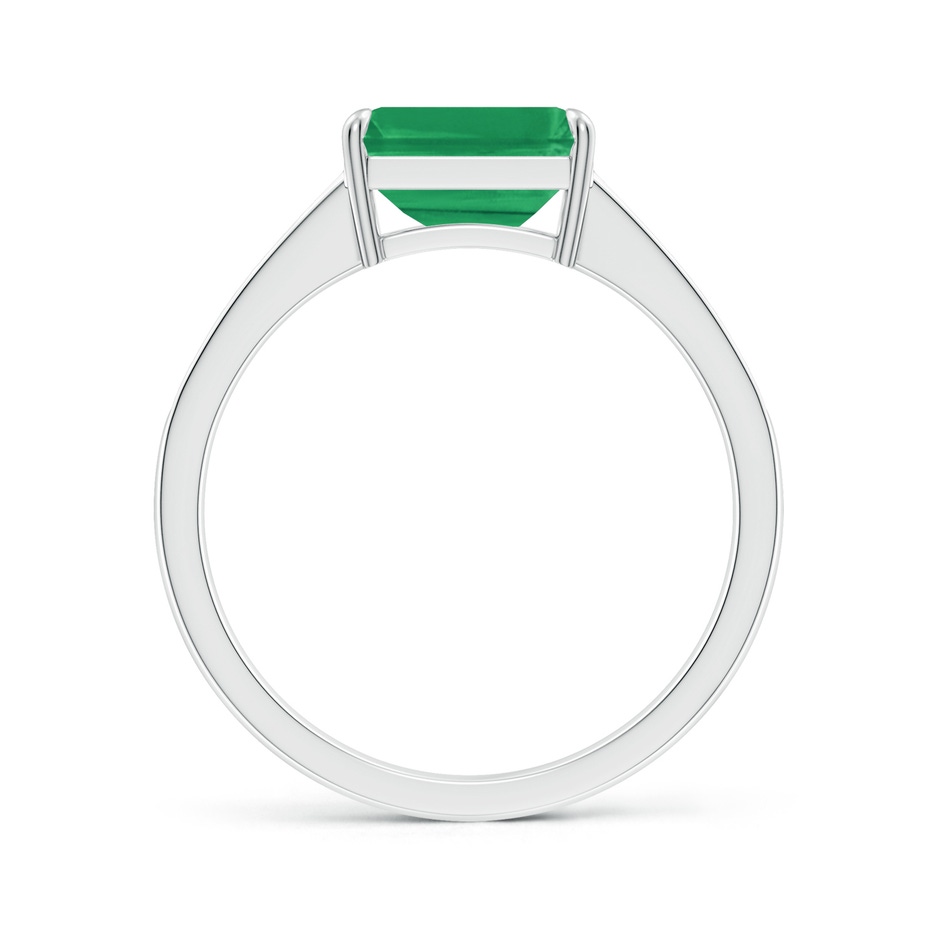 8x6mm A East West Emerald-Cut Emerald Solitaire Ring with Diamond Accents in P950 Platinum side-1