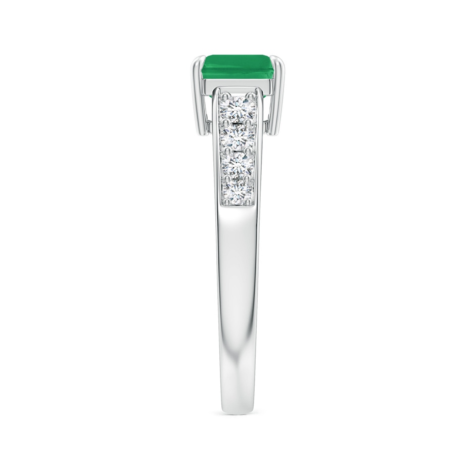 8x6mm A East West Emerald-Cut Emerald Solitaire Ring with Diamond Accents in P950 Platinum side-2