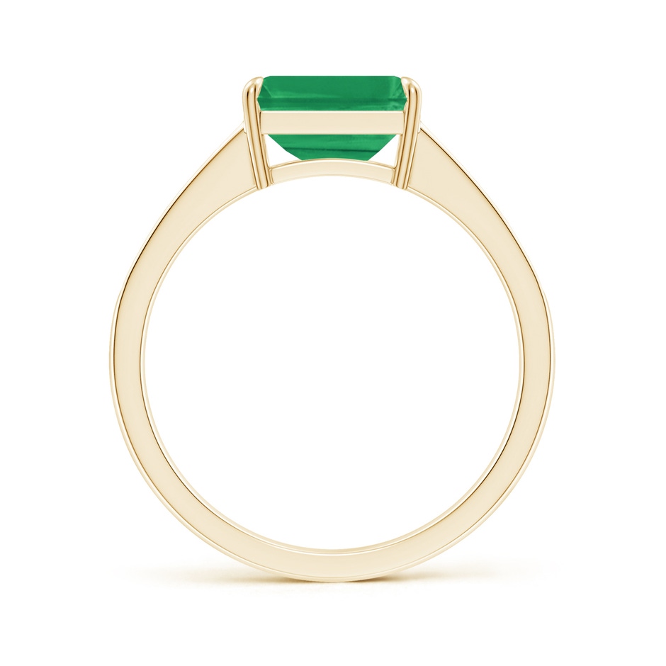 8x6mm A East West Emerald-Cut Emerald Solitaire Ring with Diamond Accents in Yellow Gold side-1