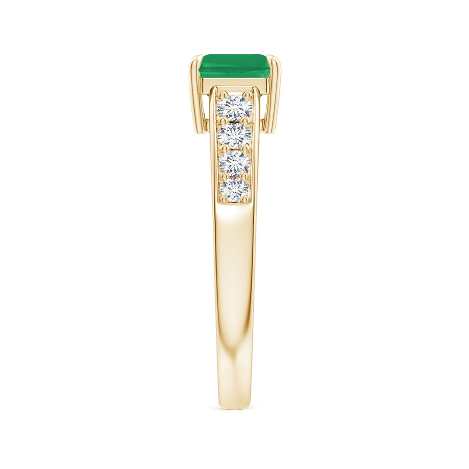 8x6mm A East West Emerald-Cut Emerald Solitaire Ring with Diamond Accents in Yellow Gold side-2