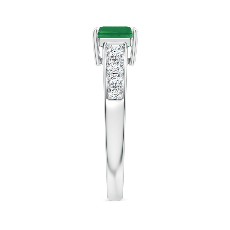 8x6mm AA East West Emerald-Cut Emerald Solitaire Ring with Diamond Accents in P950 Platinum side-2