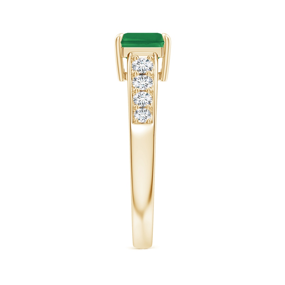 8x6mm AA East West Emerald-Cut Emerald Solitaire Ring with Diamond Accents in Yellow Gold side-2