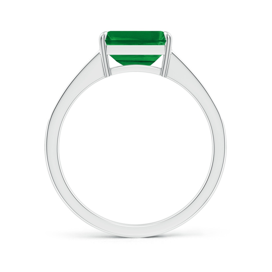 8x6mm AAA East West Emerald-Cut Emerald Solitaire Ring with Diamond Accents in P950 Platinum side-1