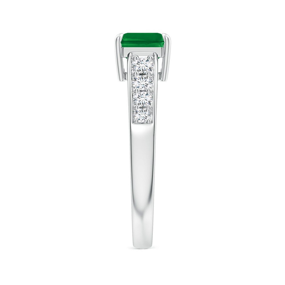 8x6mm AAA East West Emerald-Cut Emerald Solitaire Ring with Diamond Accents in P950 Platinum side-2
