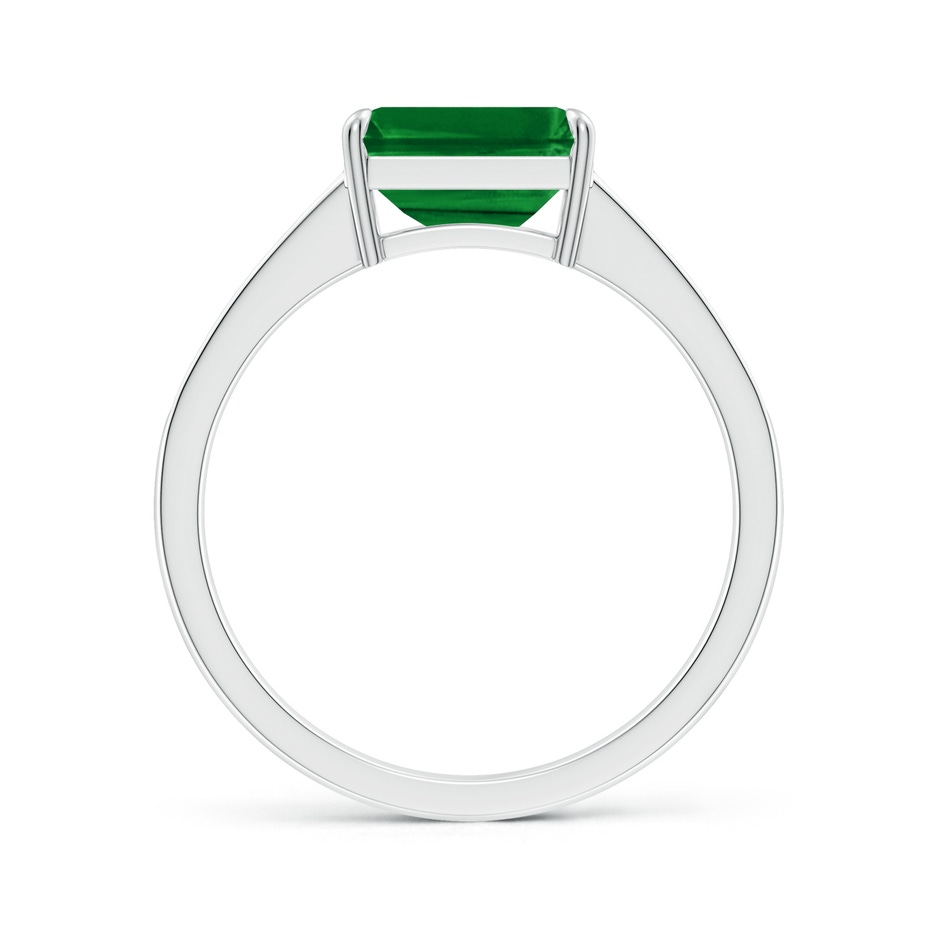 8x6mm AAAA East West Emerald-Cut Emerald Solitaire Ring with Diamond Accents in P950 Platinum side-1