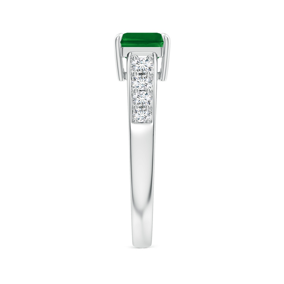 8x6mm AAAA East West Emerald-Cut Emerald Solitaire Ring with Diamond Accents in P950 Platinum side-2