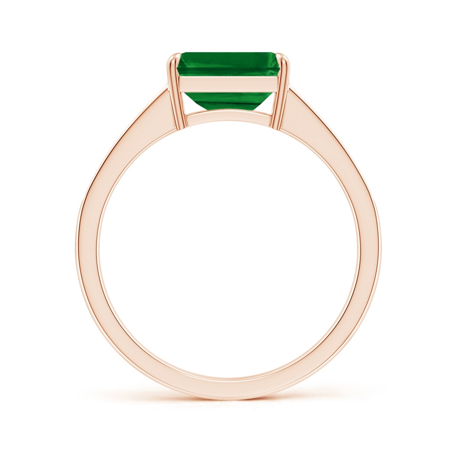 8x6mm Lab-Grown East West Emerald-Cut Emerald Solitaire Ring with Diamond Accents in Rose Gold side-1