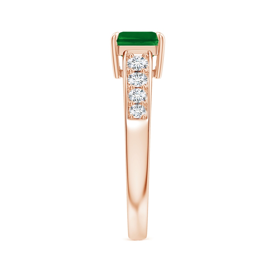 8x6mm Lab-Grown East West Emerald-Cut Emerald Solitaire Ring with Diamond Accents in Rose Gold side-2
