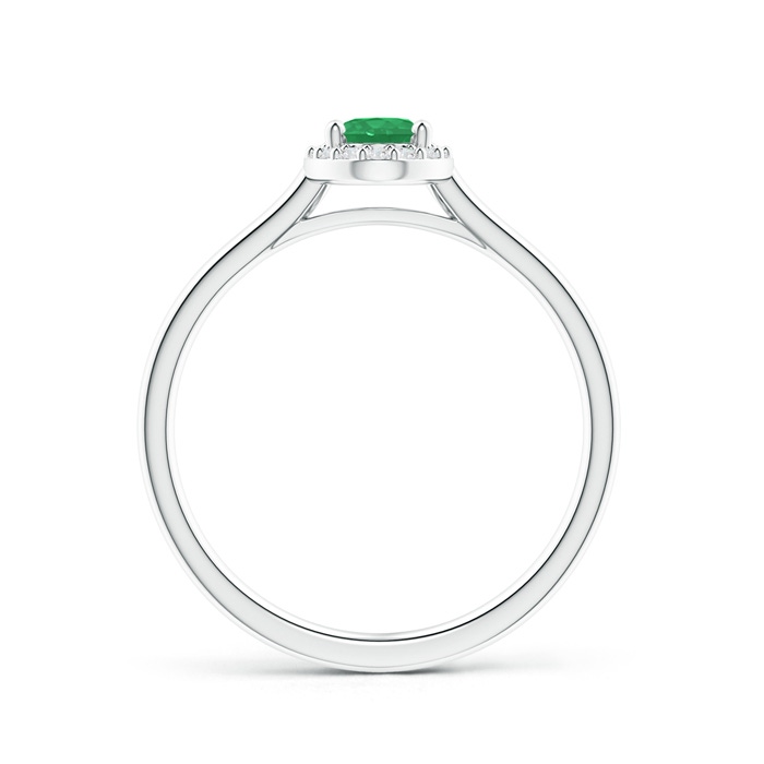 6x4mm A Prong-Set Oval Emerald and Diamond Halo Ring in P950 Platinum product image