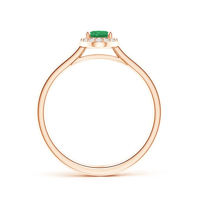 6x4mm A Prong-Set Oval Emerald and Diamond Halo Ring in Rose Gold product image