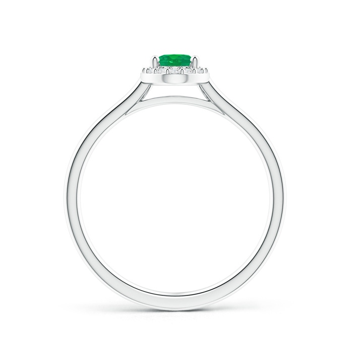6x4mm AA Prong-Set Oval Emerald and Diamond Halo Ring in White Gold product image