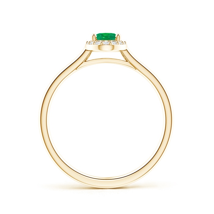 6x4mm AA Prong-Set Oval Emerald and Diamond Halo Ring in Yellow Gold product image
