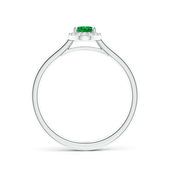 6x4mm AAA Prong-Set Oval Emerald and Diamond Halo Ring in White Gold Product Image
