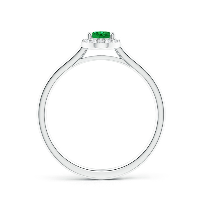 6x4mm AAA Prong-Set Oval Emerald and Diamond Halo Ring in White Gold product image