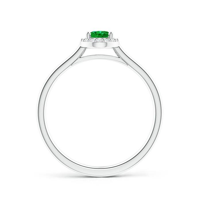 6x4mm AAAA Prong-Set Oval Emerald and Diamond Halo Ring in P950 Platinum product image