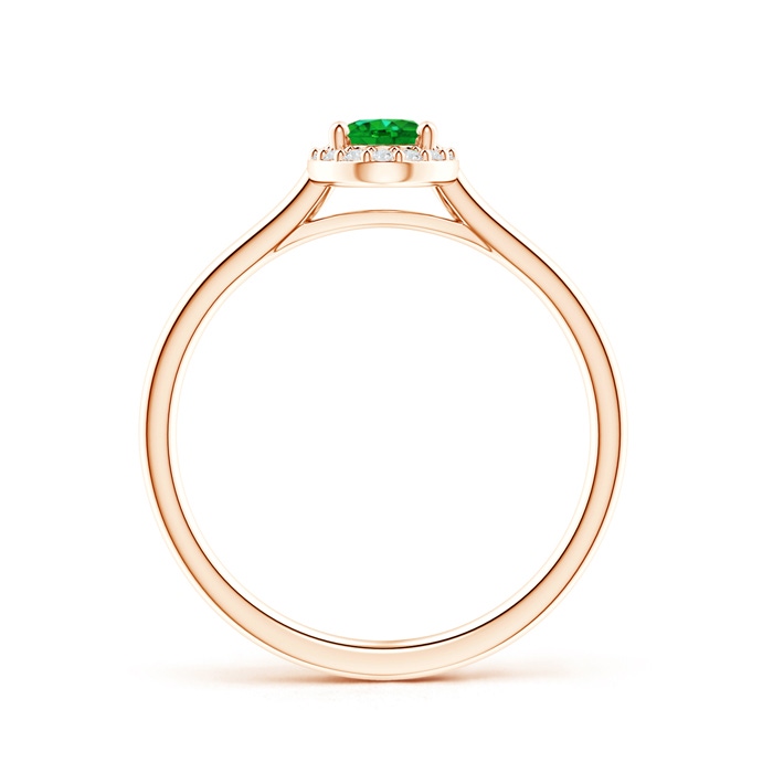 6x4mm AAAA Prong-Set Oval Emerald and Diamond Halo Ring in Rose Gold product image
