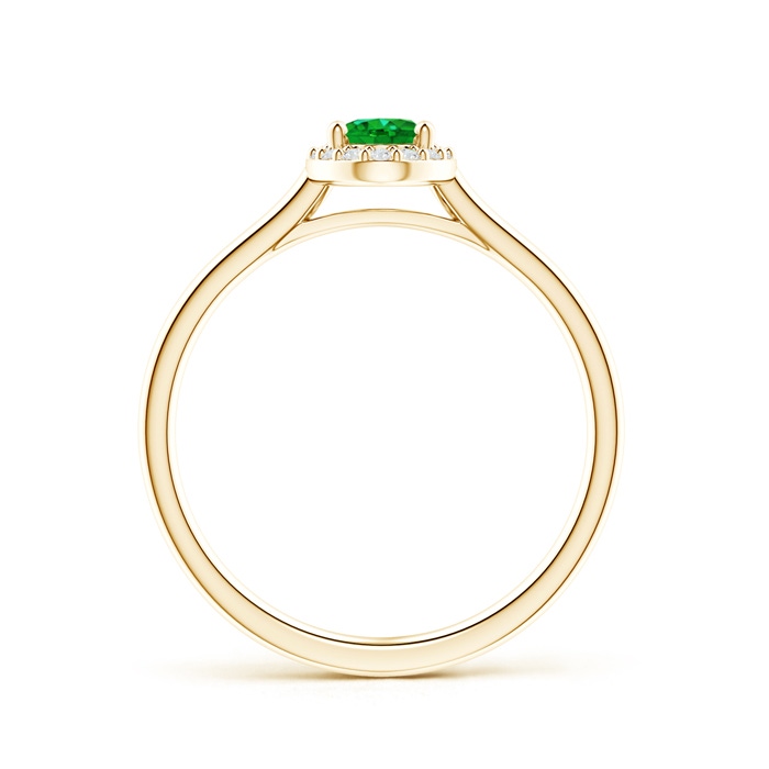 6x4mm AAAA Prong-Set Oval Emerald and Diamond Halo Ring in Yellow Gold product image