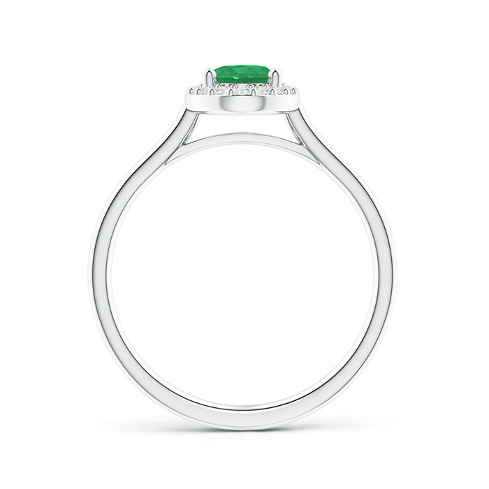 7x5mm A Prong-Set Oval Emerald and Diamond Halo Ring in P950 Platinum product image