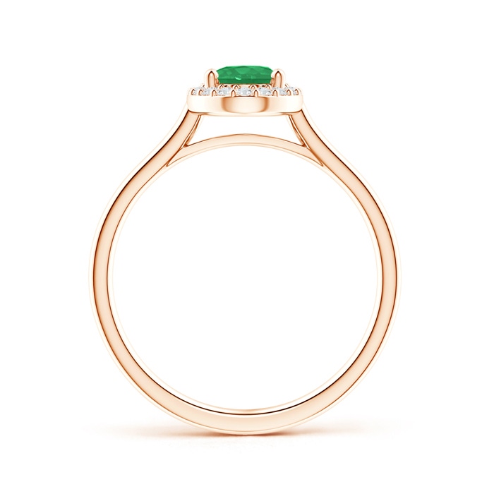 7x5mm A Prong-Set Oval Emerald and Diamond Halo Ring in Rose Gold product image