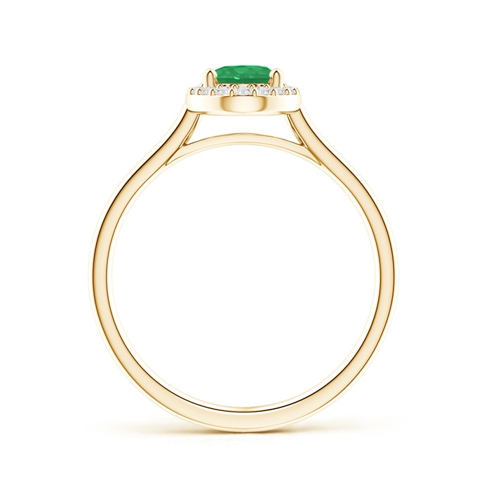 7x5mm A Prong-Set Oval Emerald and Diamond Halo Ring in Yellow Gold product image