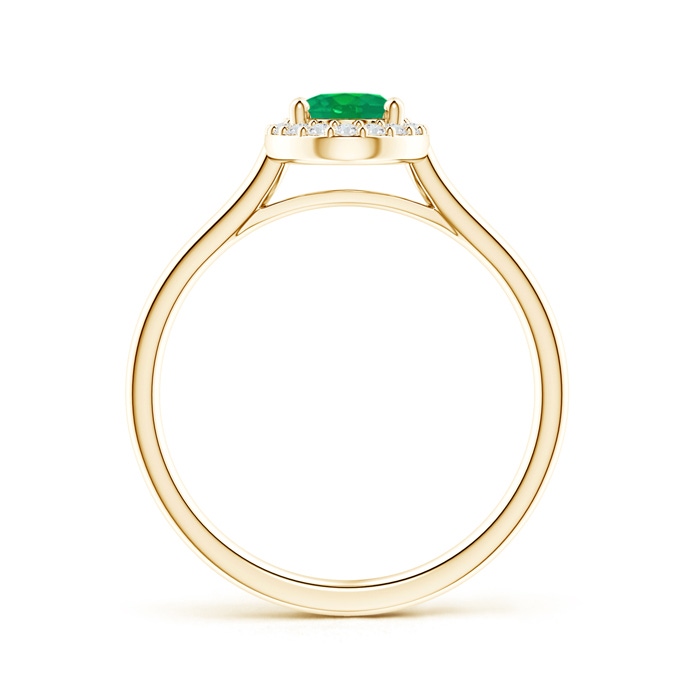 7x5mm AA Prong-Set Oval Emerald and Diamond Halo Ring in Yellow Gold product image
