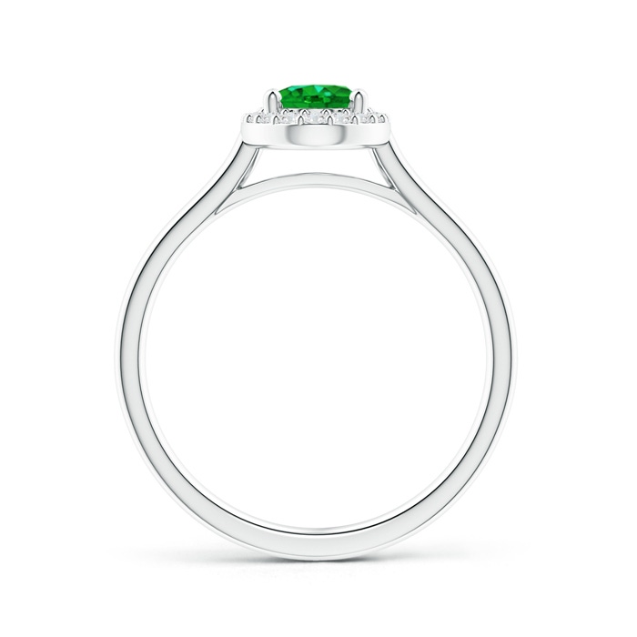 7x5mm AAAA Prong-Set Oval Emerald and Diamond Halo Ring in P950 Platinum product image
