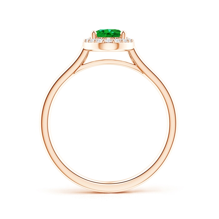 7x5mm AAAA Prong-Set Oval Emerald and Diamond Halo Ring in Rose Gold product image