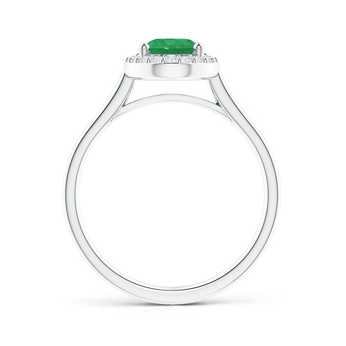 8x6mm A Prong-Set Oval Emerald and Diamond Halo Ring in P950 Platinum product image