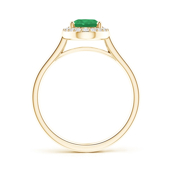 8x6mm A Prong-Set Oval Emerald and Diamond Halo Ring in Yellow Gold product image