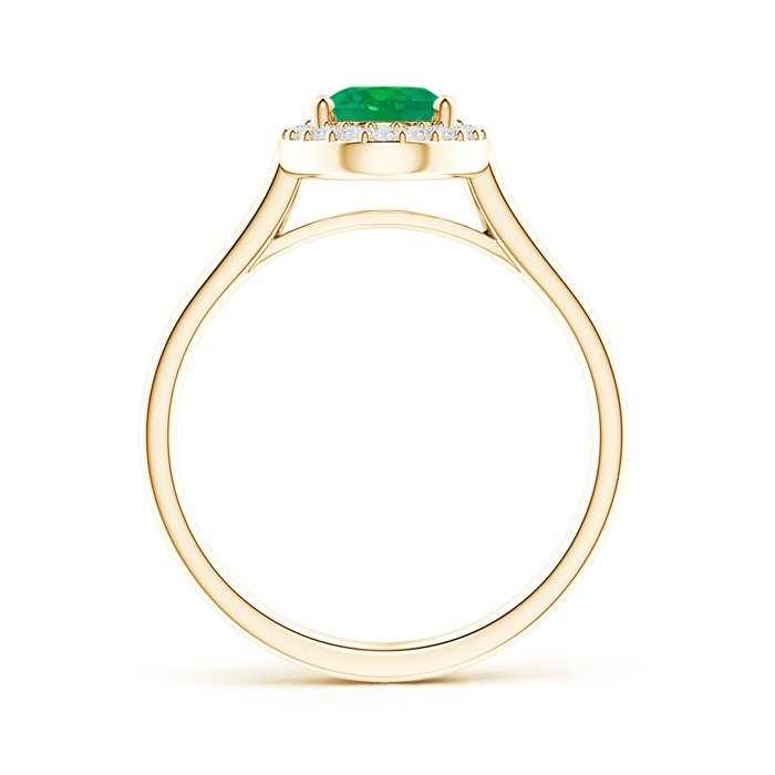 8x6mm AA Prong-Set Oval Emerald and Diamond Halo Ring in Yellow Gold product image