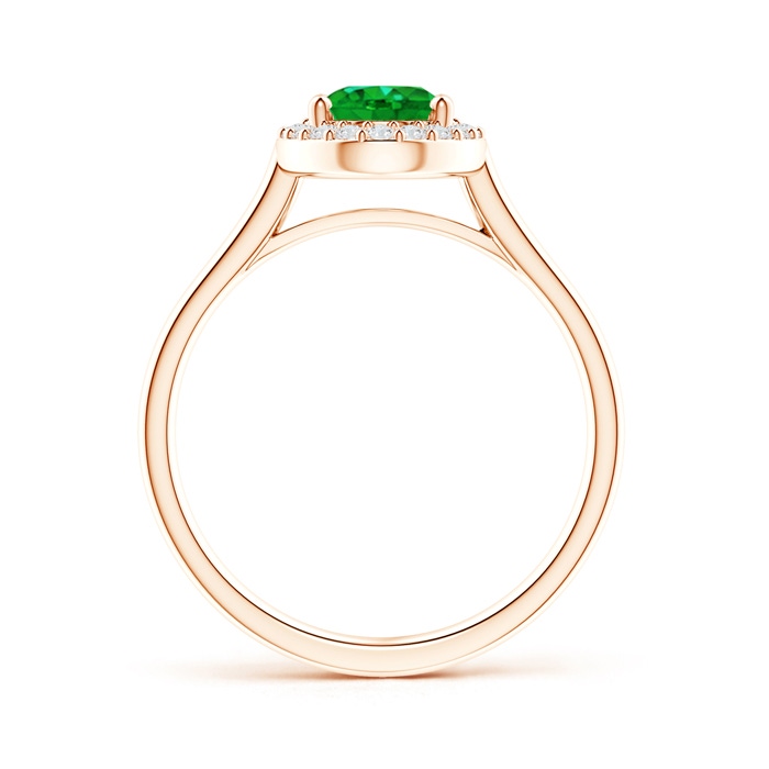 8x6mm AAAA Prong-Set Oval Emerald and Diamond Halo Ring in Rose Gold product image
