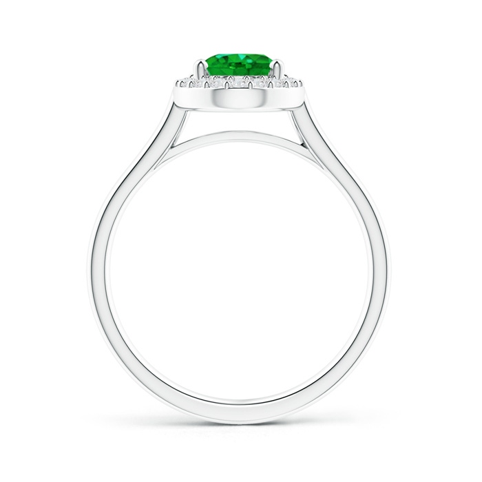 8x6mm AAAA Prong-Set Oval Emerald and Diamond Halo Ring in White Gold product image