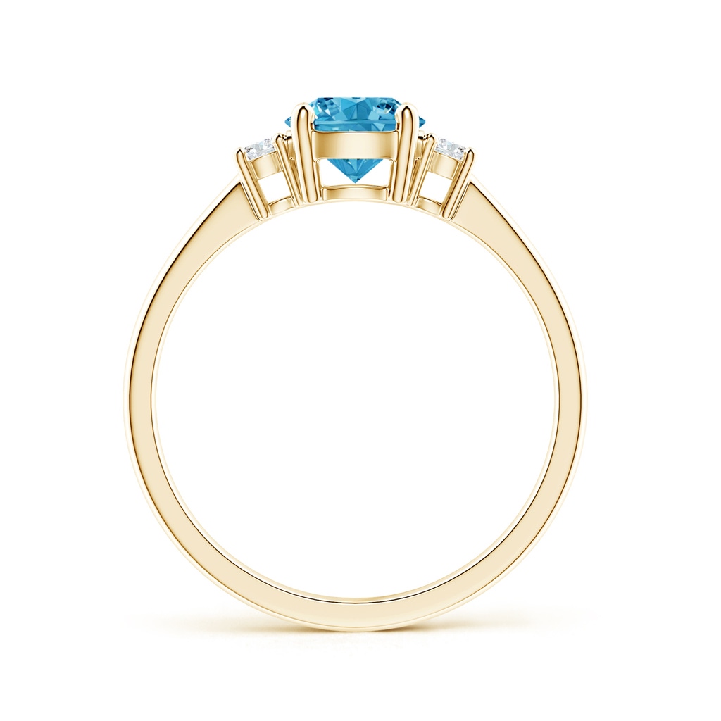 6.2mm AAAA Prong-Set Round 3 Stone Fancy Intense Blue and White Diamond Ring in Yellow Gold - side 199