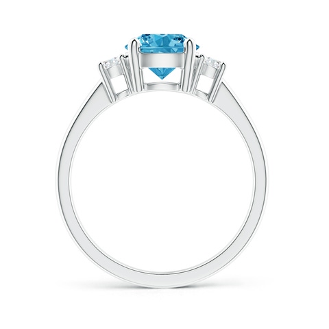 7.2mm AAAA Prong-Set Round 3 Stone Fancy Intense Blue and White Diamond Ring in White Gold - side 3
