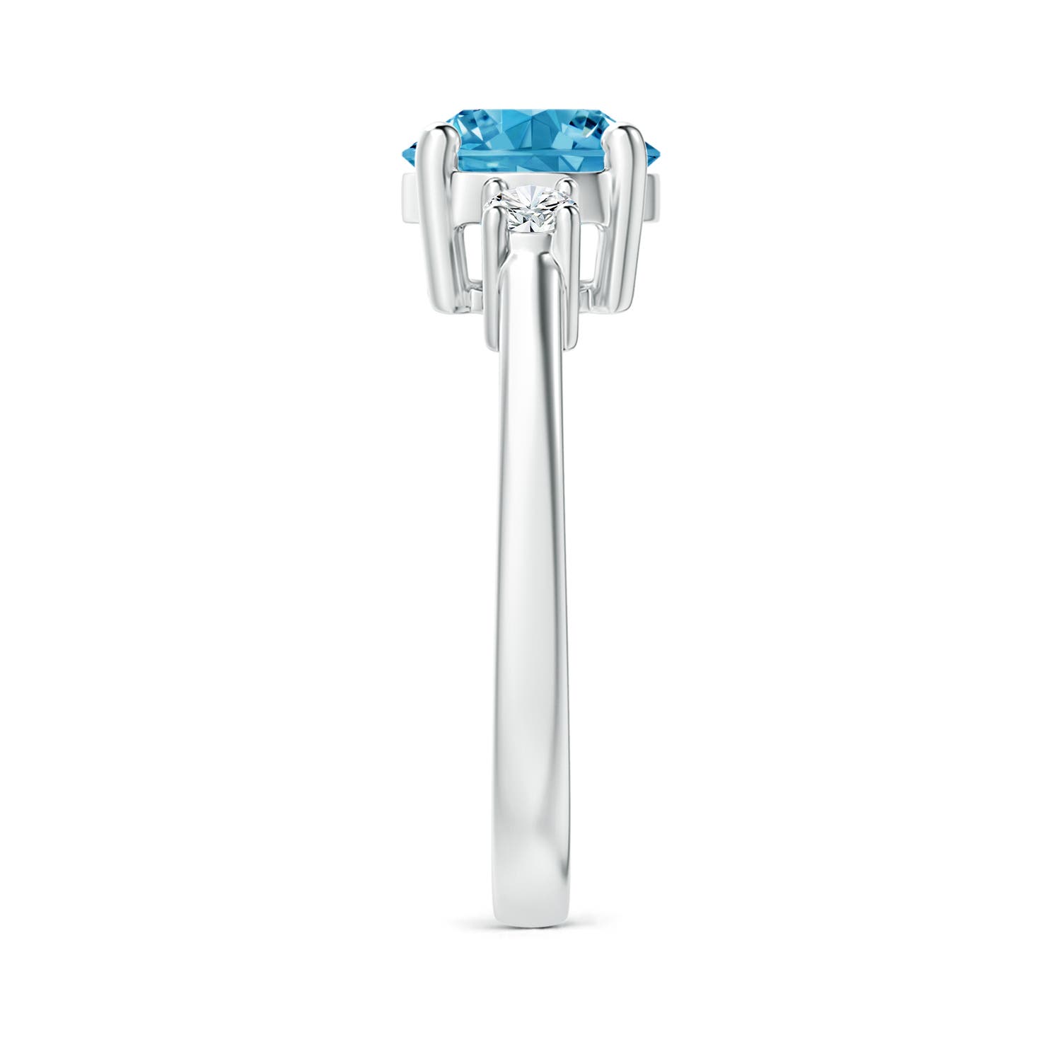 7.2mm AAAA Prong-Set Round 3 Stone Fancy Intense Blue and White Diamond Ring in White Gold - side 3