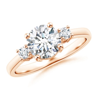 7.2mm GVS2 Prong-Set Round 3 Stone Diamond Ring in Rose Gold