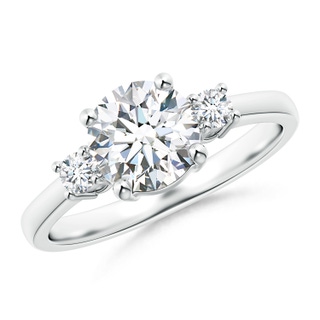 7.2mm GVS2 Prong-Set Round 3 Stone Diamond Ring in S999 Silver