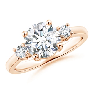 7.8mm GVS2 Prong-Set Round 3 Stone Diamond Ring in Rose Gold