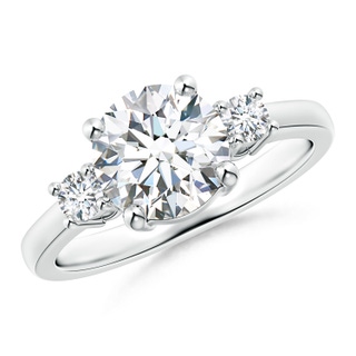 7.8mm GVS2 Prong-Set Round 3 Stone Diamond Ring in S999 Silver