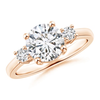 7.8mm HSI2 Prong-Set Round 3 Stone Diamond Ring in Rose Gold