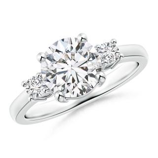 7.8mm HSI2 Prong-Set Round 3 Stone Diamond Ring in S999 Silver