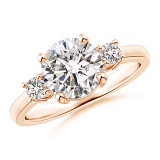 7.8mm IJI1I2 Prong-Set Round 3 Stone Diamond Ring in 10K Rose Gold